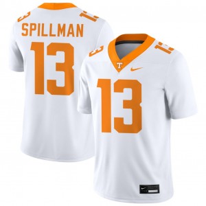 Mens Edwin Spillman White Tennessee Volunteers #13 College Football NCAA Jerseys 488080-342