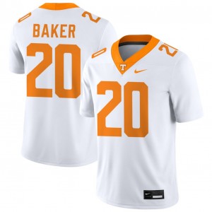 Mens Justin Baker White Tennessee Volunteers #20 College Football Embroidery Jerseys 727167-802