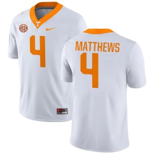 Men's Mike Matthews White Tennessee Volunteers #4 College Football Game Jerseys 393796-629