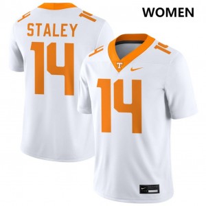 Womens Braylon Staley White Tennessee Volunteers #14 College Football Replica Jersey 943810-586