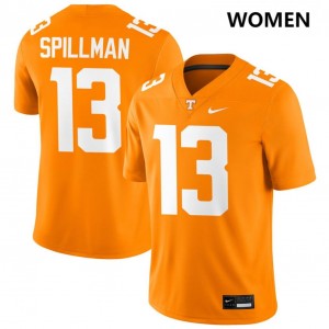 Womens Edwin Spillman Tennessee Orange Tennessee Volunteers #13 College Football Game Jersey 251690-649