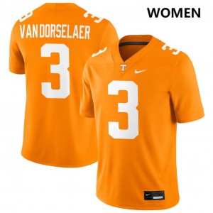 Women Jack Van Dorselaer Tennessee Orange Tennessee Volunteers #3 College Football Stitched Jersey 636610-701
