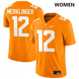Women Jake Merklinger Tennessee Orange Tennessee Volunteers #12 College Football NCAA Jersey 876497-209