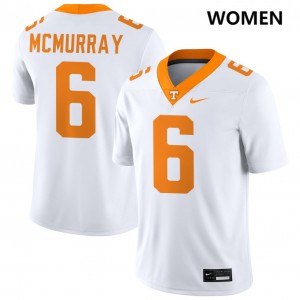Women's Jalen McMurray White Tennessee Volunteers #6 College Football Stitched Jersey 315023-482
