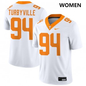Women's Josh Turbyville White Tennessee Volunteers #94 College Football 2025 Jersey 633435-210