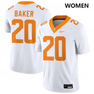 Women Justin Baker White Tennessee Volunteers #20 College Football Limited Jersey 677282-879