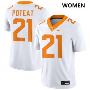 Women's Tre Poteat White Tennessee Volunteers #21 College Football Embroidery Jerseys 897694-129