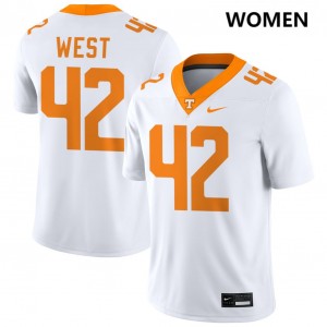 Womens Tyre West White Tennessee Volunteers #42 College Football Stitched Jersey 818174-141