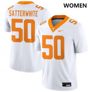Women's William Satterwhite White Tennessee Volunteers #50 College Football Replica Jerseys 157569-455