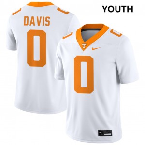 Youth Ethan Davis White Tennessee Volunteers #0 College Football NCAA Jersey 836443-565