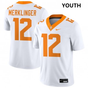Youth Jake Merklinger White Tennessee Volunteers #12 College Football Replica Jerseys 264611-648