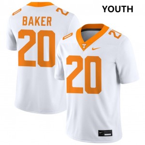 Youth Justin Baker White Tennessee Volunteers #20 College Football 2025-26 Jersey 841590-257