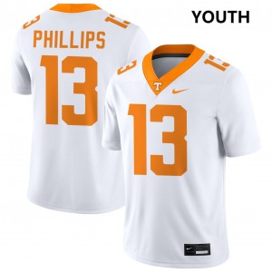 Youth Mason Phillips White Tennessee Volunteers #13 College Football 2025 Jerseys 689849-770